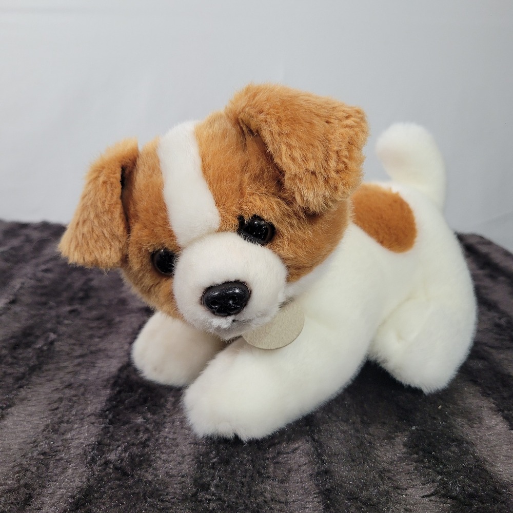 Aurora Miyoni Jack Russell Terrier Puppy Plush Stuffed Animal White Tan 8 inch